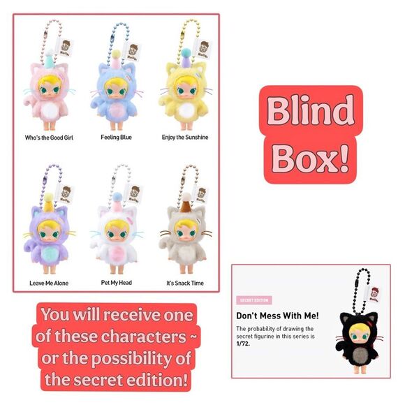 Pop Mart Baby Molly Pocket Friends Series Vinyl Plush Pendant Blind Box - Picture 3 of 11